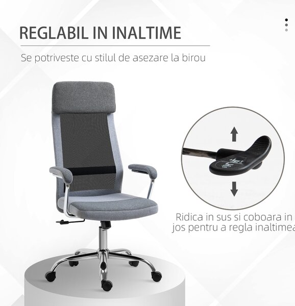 Scaun ergonomic Vinsetto, inaltime reglabila, 65x60x119-129cm | Aosom Romania