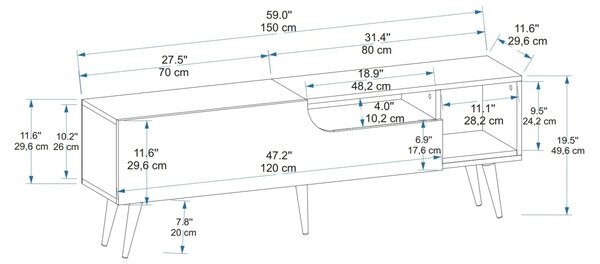 Consola TV Alba Verde 150x29.6x49.6 cm