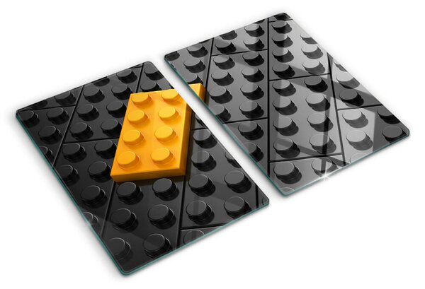 Tocător din sticlă Cărămizi LEGO pe fundal negru