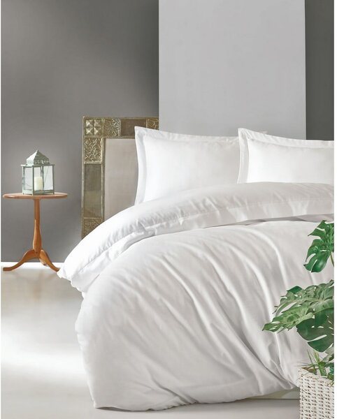 Lenjerie de pat din bumbac satinat Mijolnir Elegant, 240 x 260 cm, alb