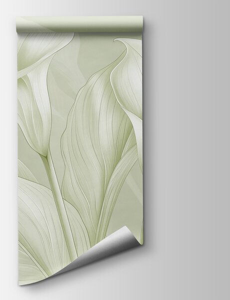Fototapet Frunziș elegant, în nuanțe delicate de verde, Fototapet flori, Fototapet populare, w01195v3 - Tapeko.ro