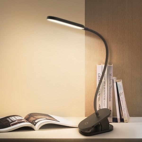 Lampă LED reîncărcabilă dimabilă de masă cu clemă Aigostar LED/2,5W/5V negru