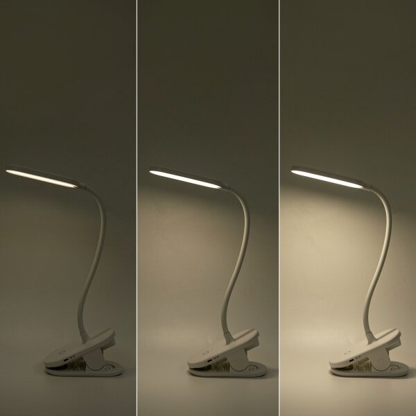 Lampă LED reîncărcabilă dimabilă de masă cu clemă Aigostar LED/2,5W/5V 1200mAh alb