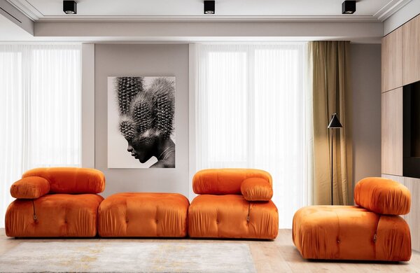 Canapea modulara Bubble Portocaliu 95x95x75 cm