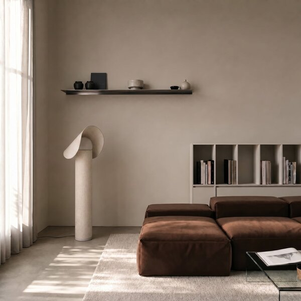 Lucande Lampadar LED Sansibar, bej, 110 cm, dimabil, reglabil, Bej, dormitor, Țesătură / Textil, Design