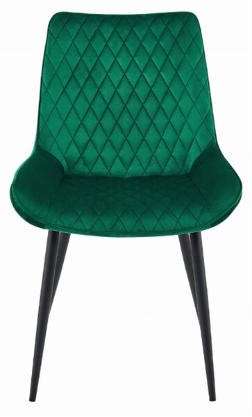 Scaun din catifea verde inchis VERDO cu picioare negre