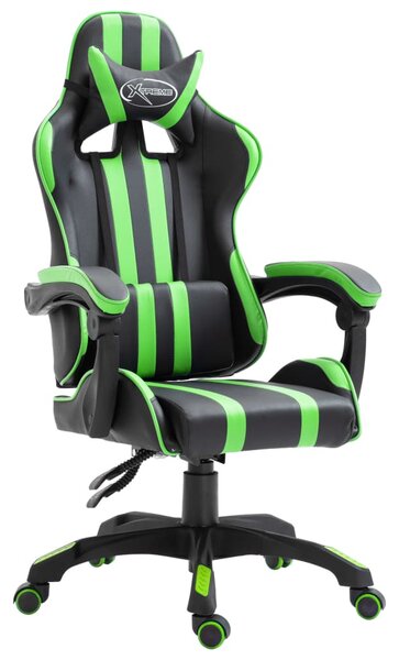Scaun pentru jocuri, verde, piele ecologică