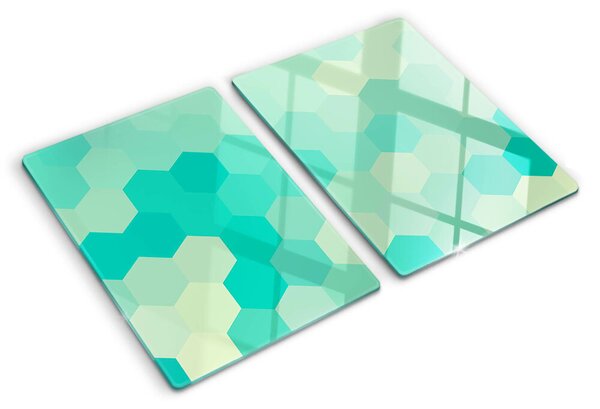 Tocător sticlă Model hexagonal în nuanțe de turcoaz