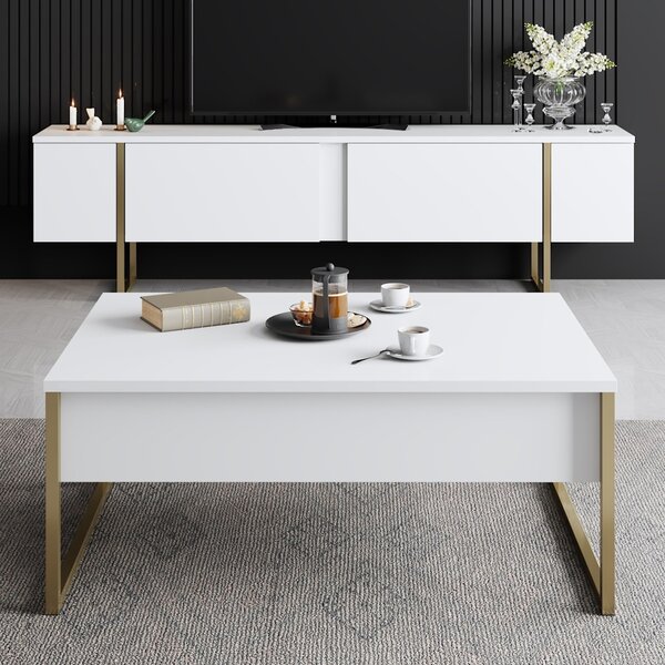 Consola TV Luxe Alb 180x30x50 cm