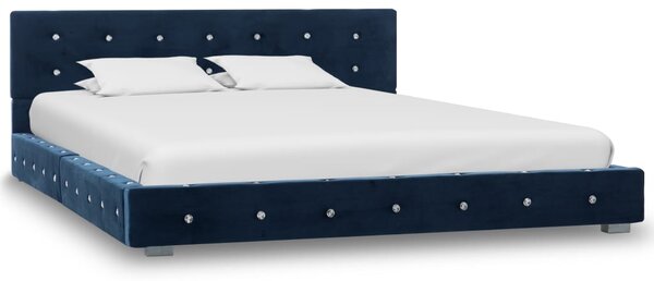 Cadru de pat, albastru, 140 x 200 cm, catifea