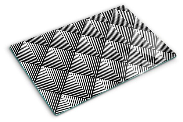 Tocător din sticlă Geometrie în alb și negru
