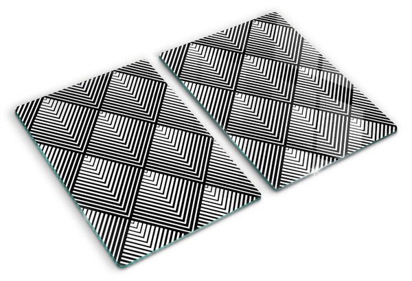 Tocător din sticlă Geometrie în alb și negru