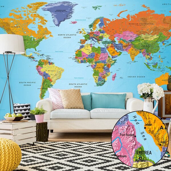 Fototapet XXL - World Map: Colourful Geography II