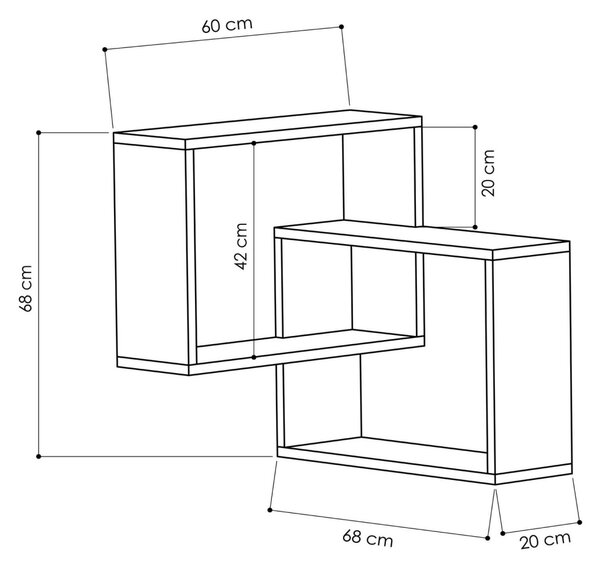 Raft de colt Ring Stejar 68x68x60 cm