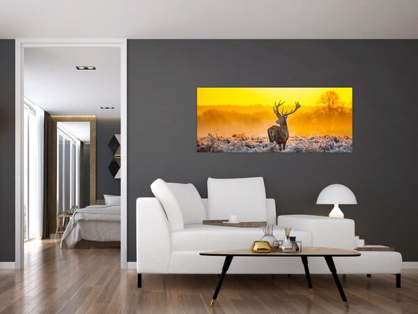 Tablou - Cerb la răsăritul soarelui (120x50 cm)