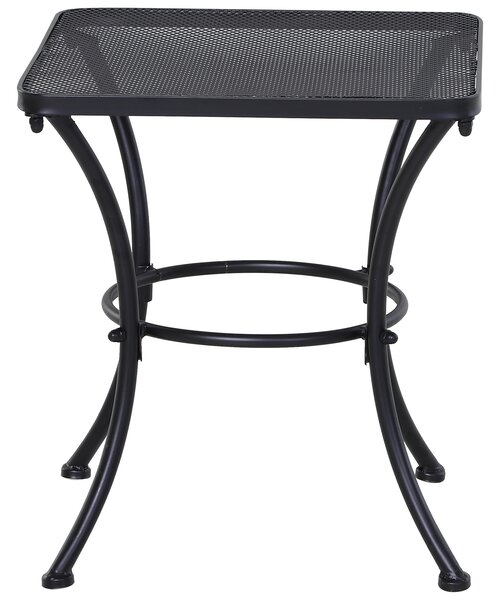 Outsunny Masuta pentru Gradina din Otel cu Blat Perforat, Masuta Patrata pentru Exterior 45x45x50 cm, Negru | AOSOM RO
