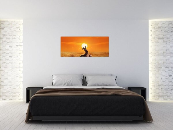 Tablou - Girafe în Parcul Național Serengeti (120x50 cm)