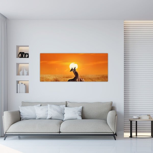 Tablou - Girafe în Parcul Național Serengeti (120x50 cm)
