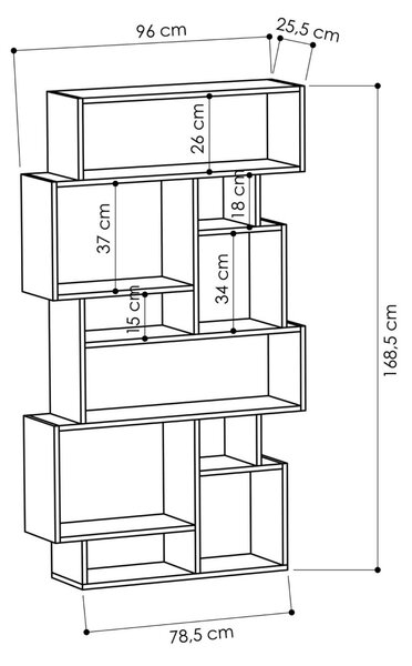 Bibliotecă Karmato Antracit 96x168.5x25.5 cm