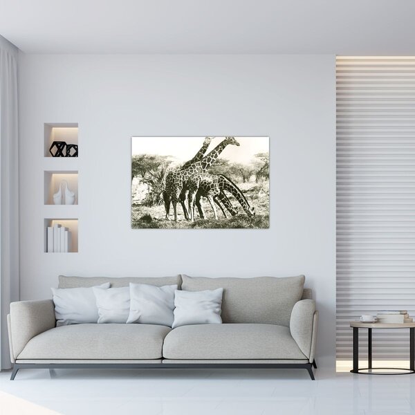 Tablou - Girafe, de epocă (90x60 cm)