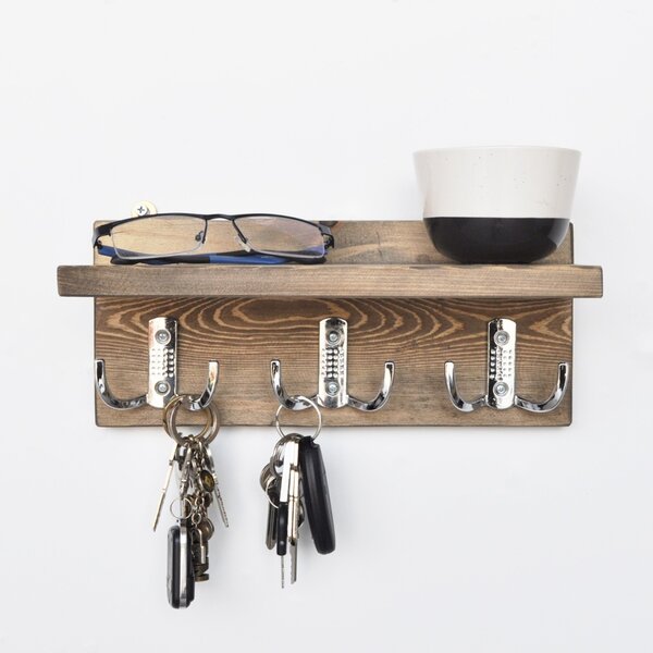 Cuier Elegant, Raft perete, Rustic Edge, UnicUtil, 30 x 13 x 11 cm, Nuc