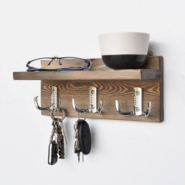 Cuier Elegant, Raft perete, Rustic Edge, UnicUtil, 30 x 13 x 11 cm, Nuc