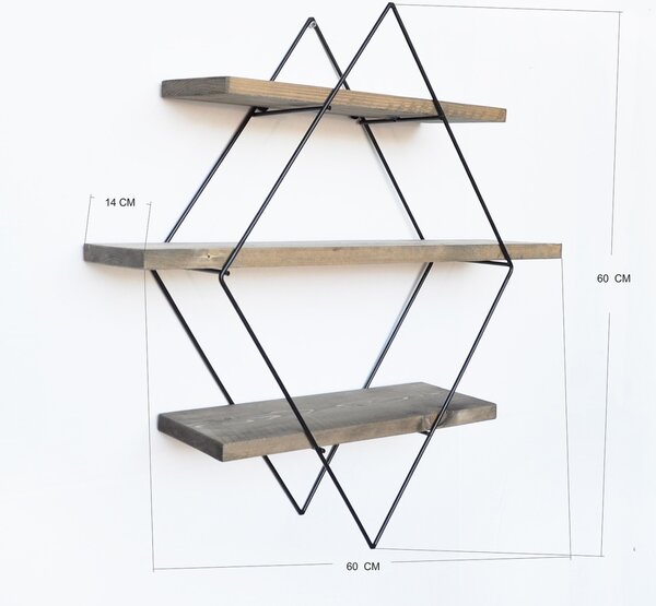 Raft din lemn Wr007 Nuc 60x60x14 cm