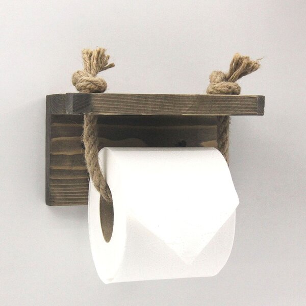 Raft perete, Suport hartie igienica, Elegant Form, UnicUtil, 17 x 10 x 10 cm, Nuc