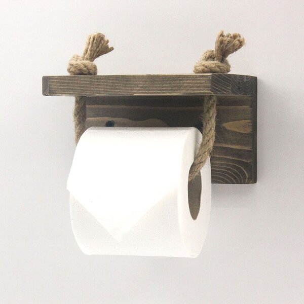 Raft perete, Suport hartie igienica, Elegant Form, UnicUtil, 17 x 10 x 10 cm, Nuc