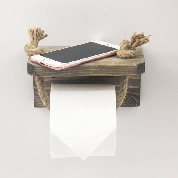 Raft perete, Suport hartie igienica, Elegant Form, UnicUtil, 17 x 10 x 10 cm, Nuc