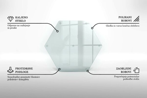 Tocător de bucătărie în formă hexagonală, transparent