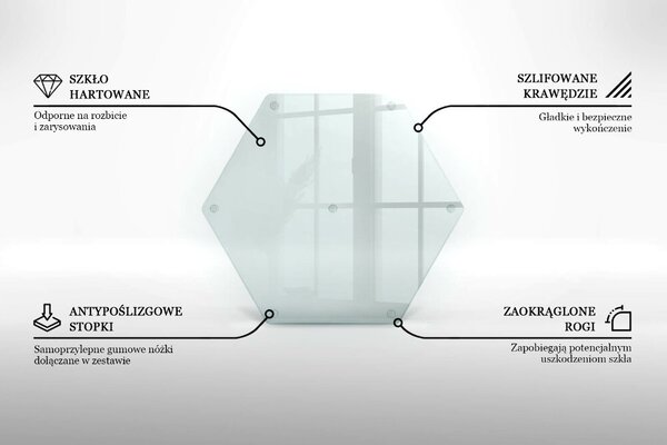 Tocător de bucătărie în formă hexagonală, transparent
