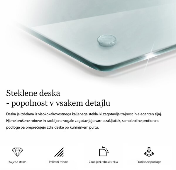 Tocător de bucătărie cu suprafață dublă, transparentă