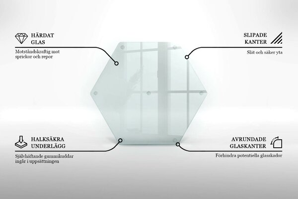 Tocător de bucătărie în formă hexagonală, transparent
