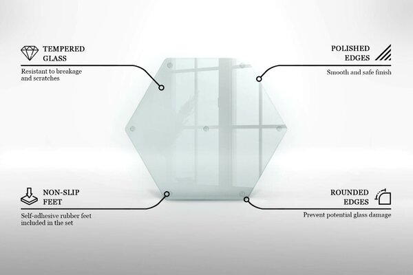 Tocător de bucătărie în formă hexagonală, transparent