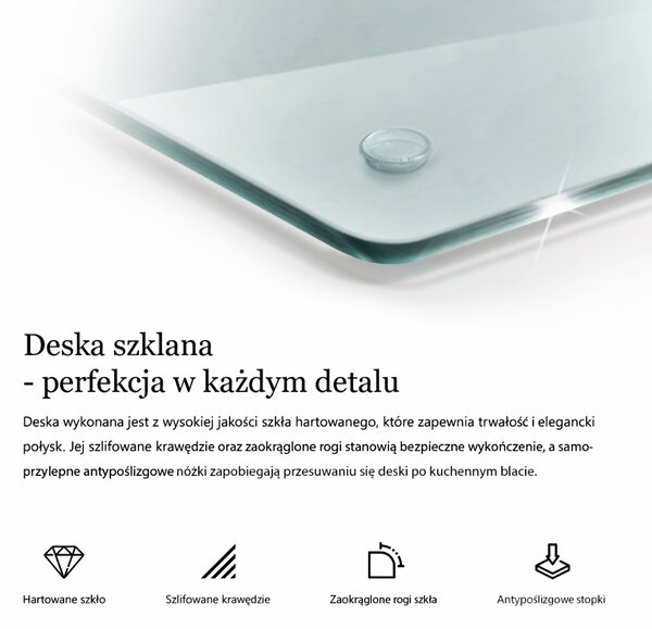 Tocător de bucătărie cu suprafață dublă, transparentă
