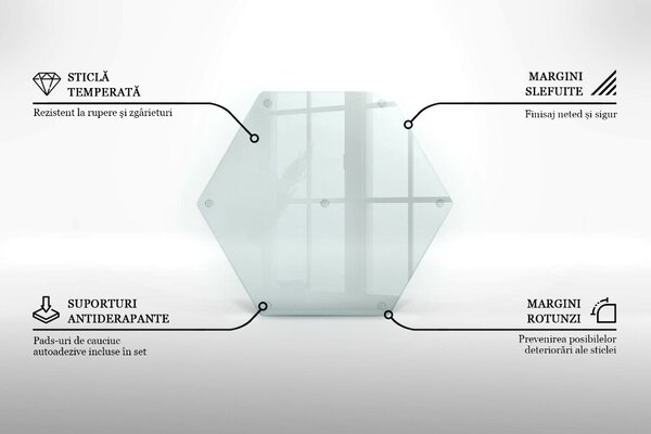 Tocător de bucătărie în formă hexagonală, transparent