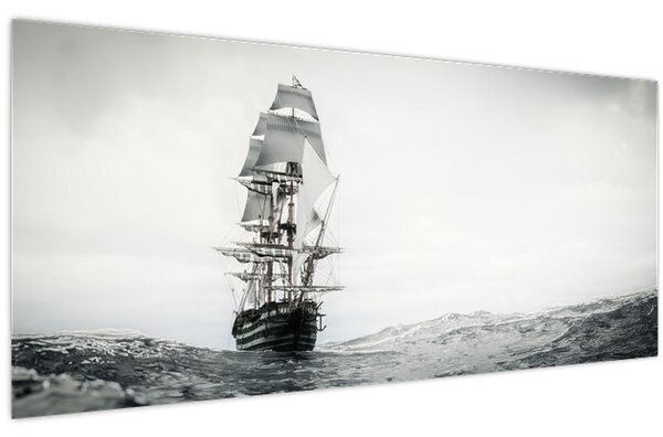 Tablou - O navă care navighează pe ocean (120x50 cm)