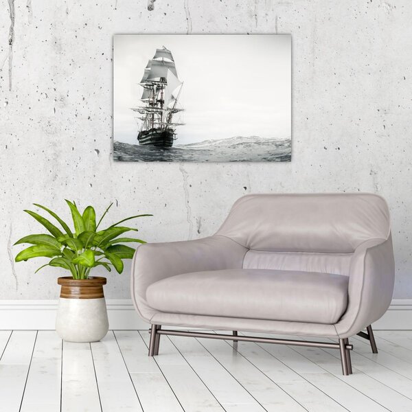 Tablou - O navă care navighează pe ocean (70x50 cm)