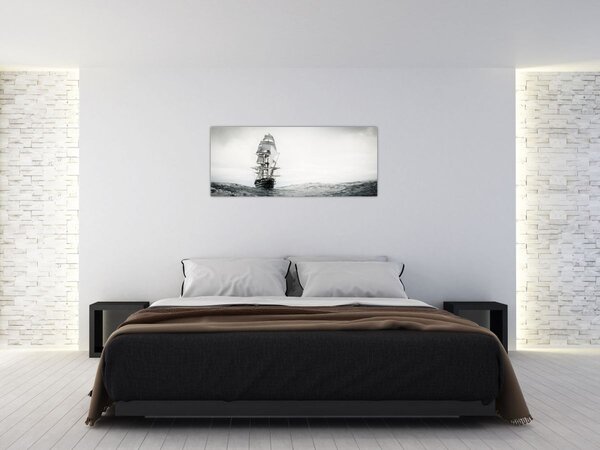 Tablou - O navă care navighează pe ocean (120x50 cm)