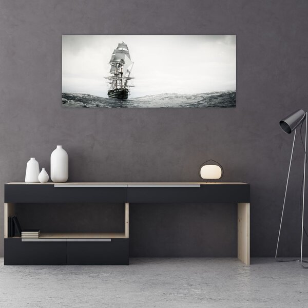 Tablou - O navă care navighează pe ocean (120x50 cm)