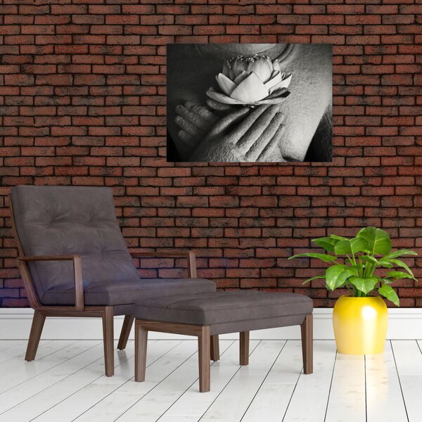 Tablou - Lotus în mâinile lui Buddha (70x50 cm)