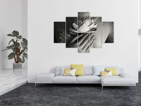 Tablou - Lotus în mâinile lui Buddha (150x105 cm)