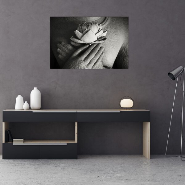 Tablou - Lotus în mâinile lui Buddha (90x60 cm)