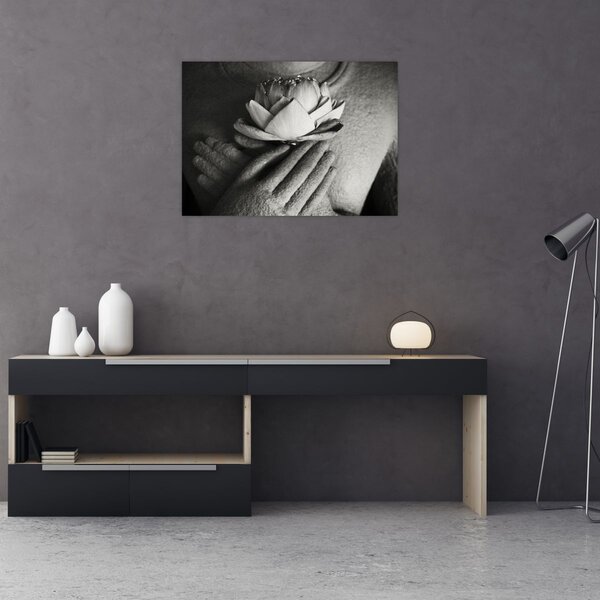 Tablou - Lotus în mâinile lui Buddha (70x50 cm)