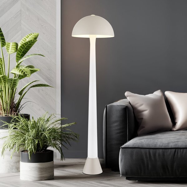 Globo Lampadar Merlin, nisip/alb, metal, înălțime 150 cm, soclu E27, Bej, Camera de zi / sufragerie, Metal