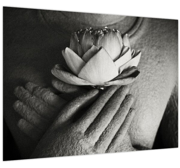 Tablou - Lotus în mâinile lui Buddha (70x50 cm)