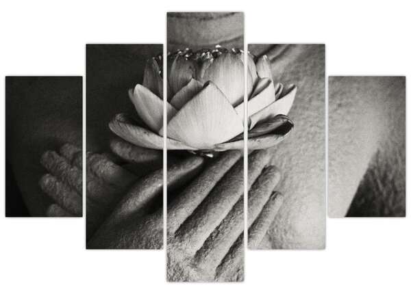 Tablou - Lotus în mâinile lui Buddha (150x105 cm)