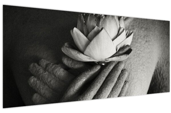 Tablou - Lotus în mâinile lui Buddha (120x50 cm)