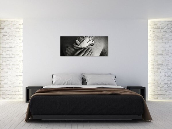 Tablou - Lotus în mâinile lui Buddha (120x50 cm)
